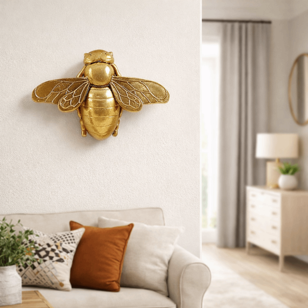 Resin Art Lamp - Unique 3D Golden Bee Wall Sculpture
