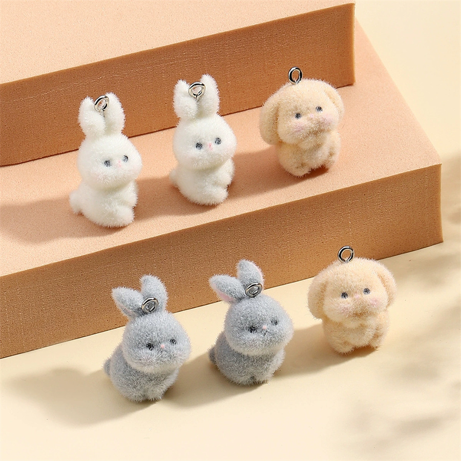 Resin Art Keychain - 3PCS Plush resin three-dimensional rabbit dog