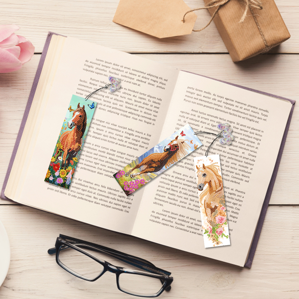 Resin Art Bookmark - 10Pcs Horse DIY Diamond Painting Bookmark