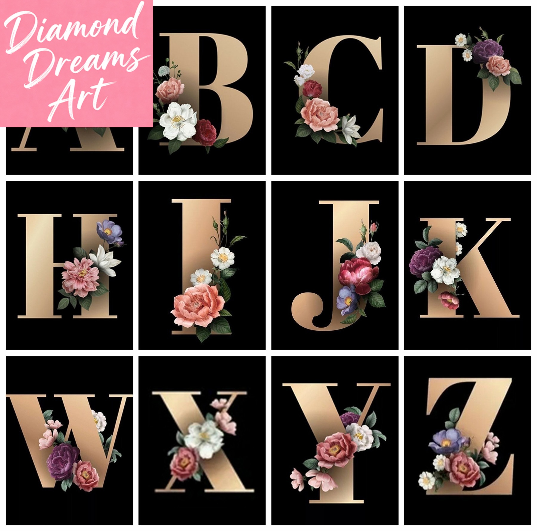 Resin Art Kits - Frameless, Diamond Painting Kit Cartoon Letter