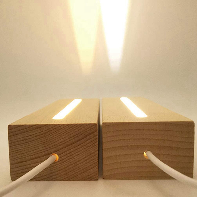 Resin Art Lamp - Wooden Rectangle Light Base,Wood LED Display