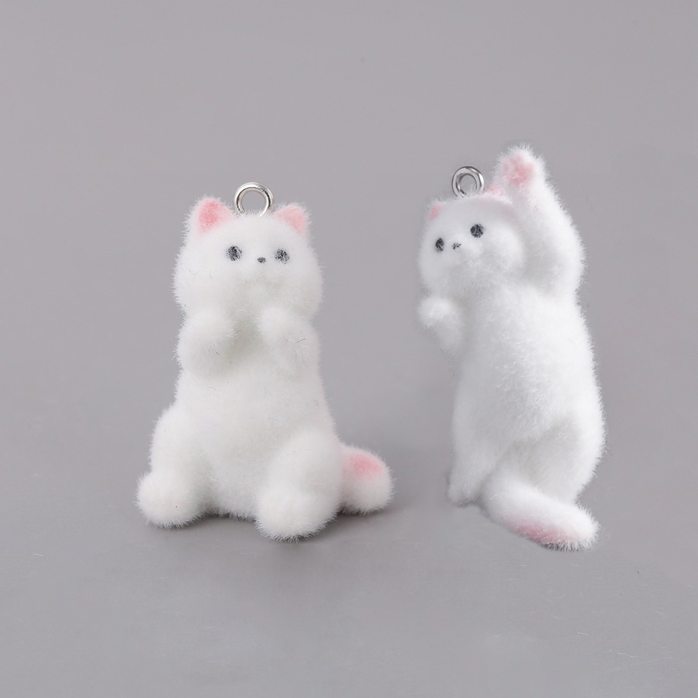 Resin Art Handmade - 2pcs Flocking Little Cat Resin Charms