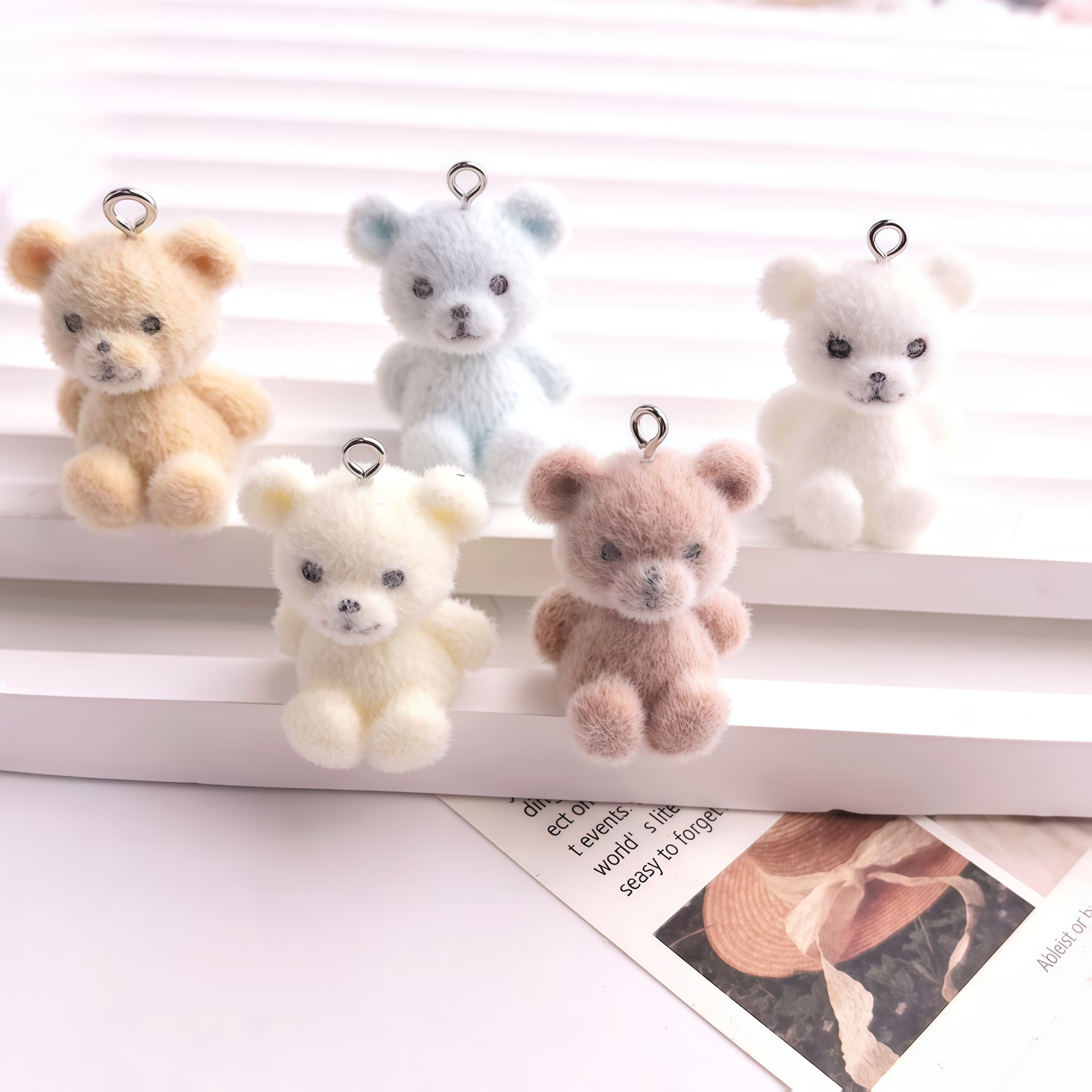 5pcs 3D Flocked Bear Resin Cha – Resin Art Keychain Bewertung und Preis
