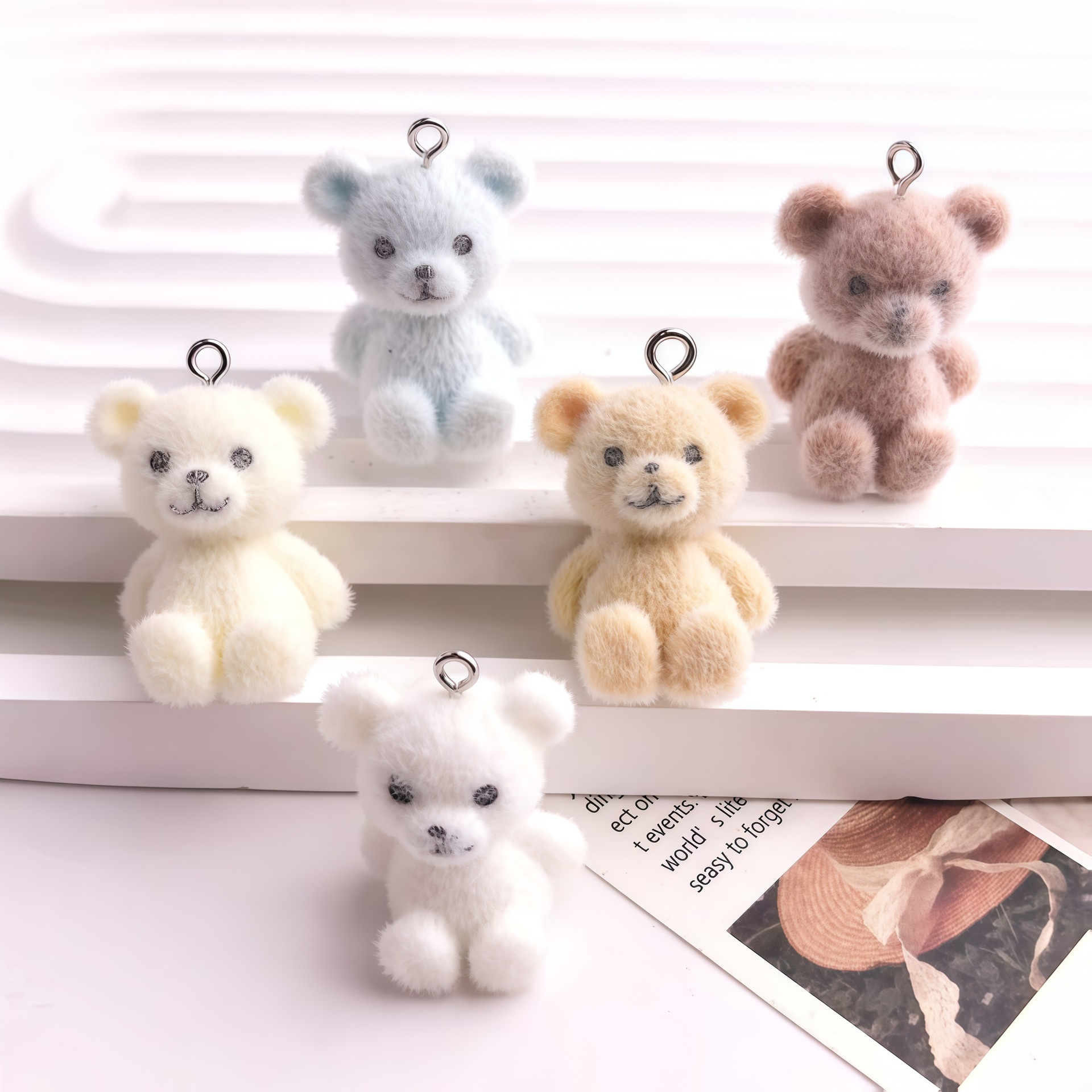 5pcs 3D Flocked Bear Resin Cha – Resin Art Keychain Bewertung und Preis