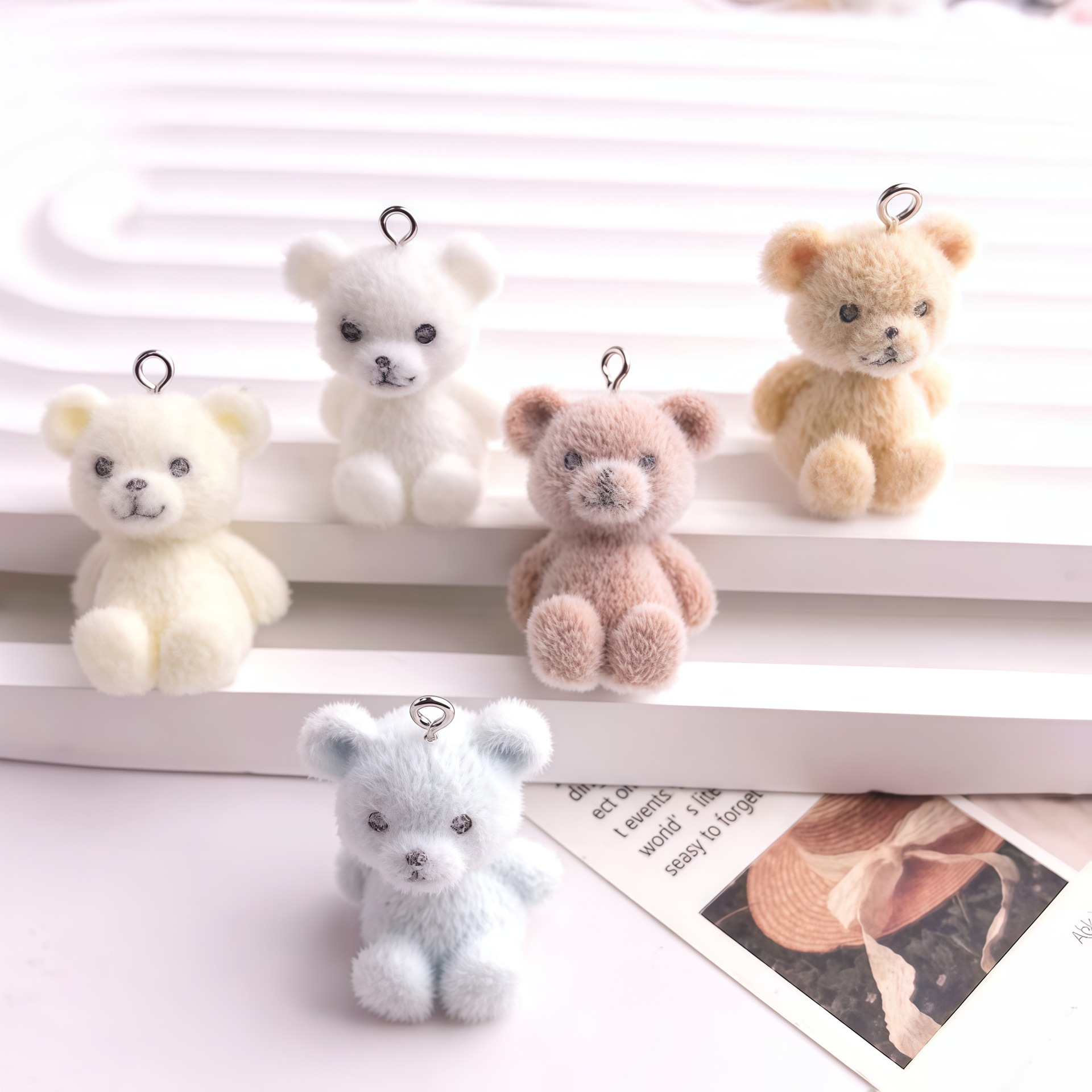 5pcs 3D Flocked Bear Resin Cha – Resin Art Keychain Bewertung und Preis