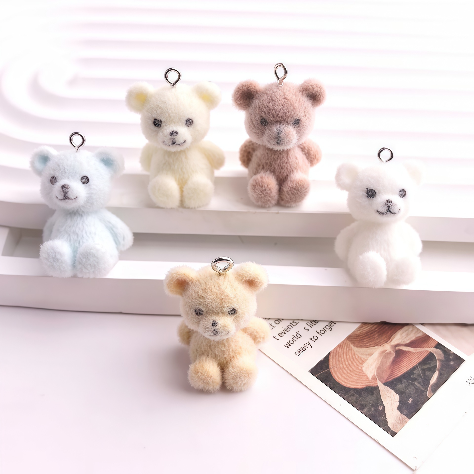 5pcs 3D Flocked Bear Resin Cha – Resin Art Keychain Bewertung und Preis
