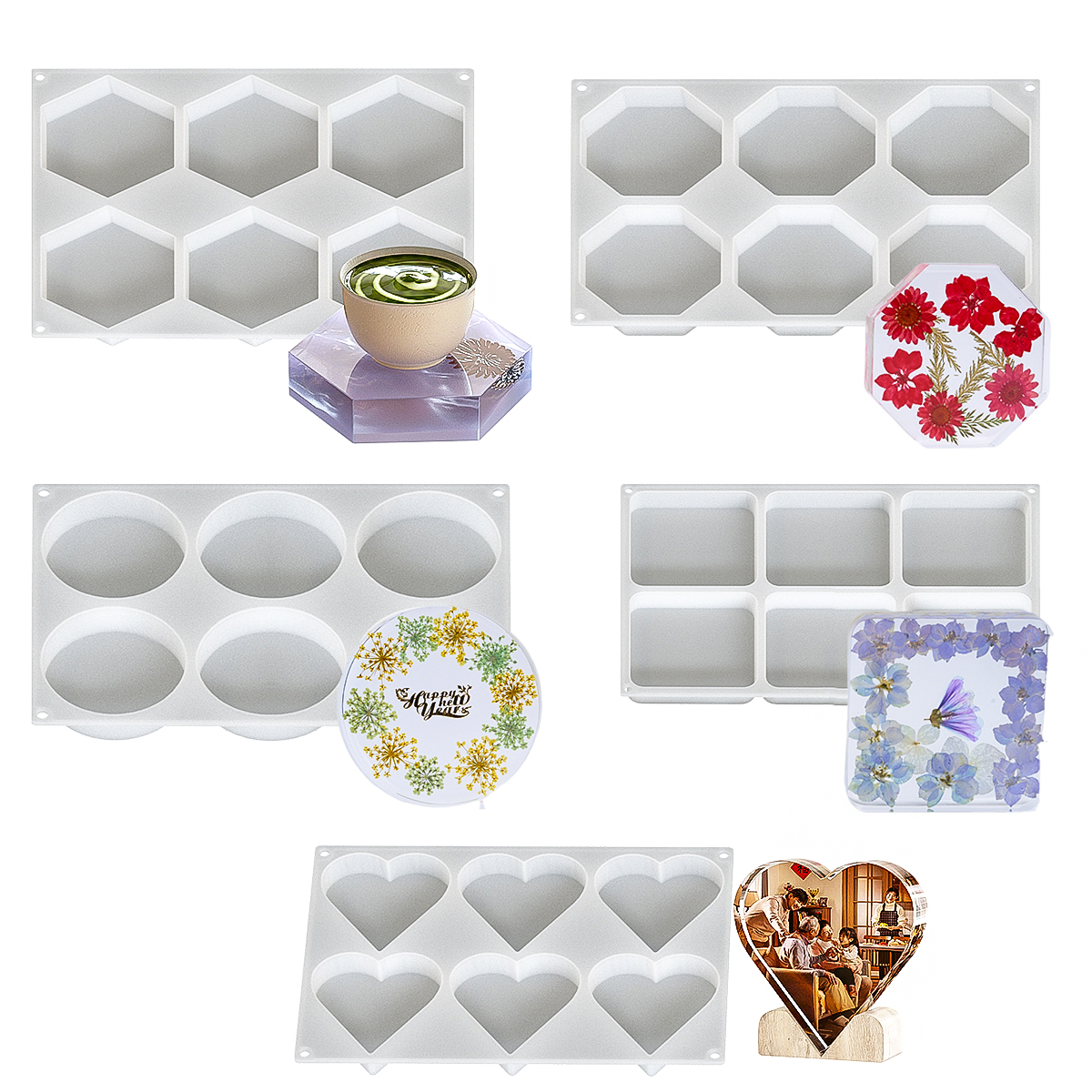6 Holes Coaster Silicone Mold  – Resin Art Kit With Molds Bewertung und Preis
