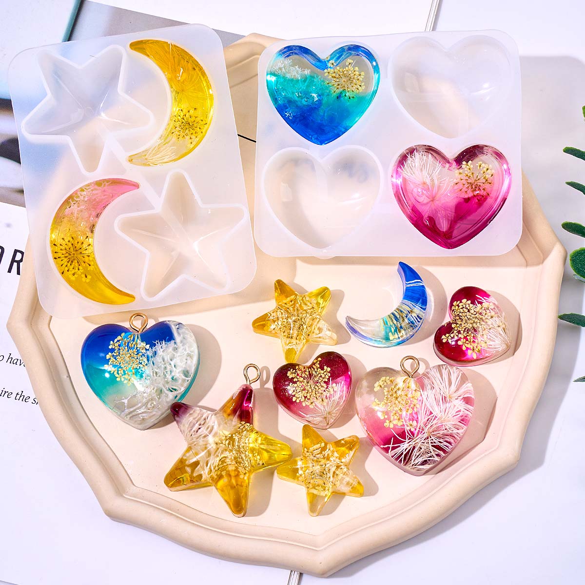 Heart Star Moon Pendant Silico – Resin Art Kit With Molds Bewertung und Preis