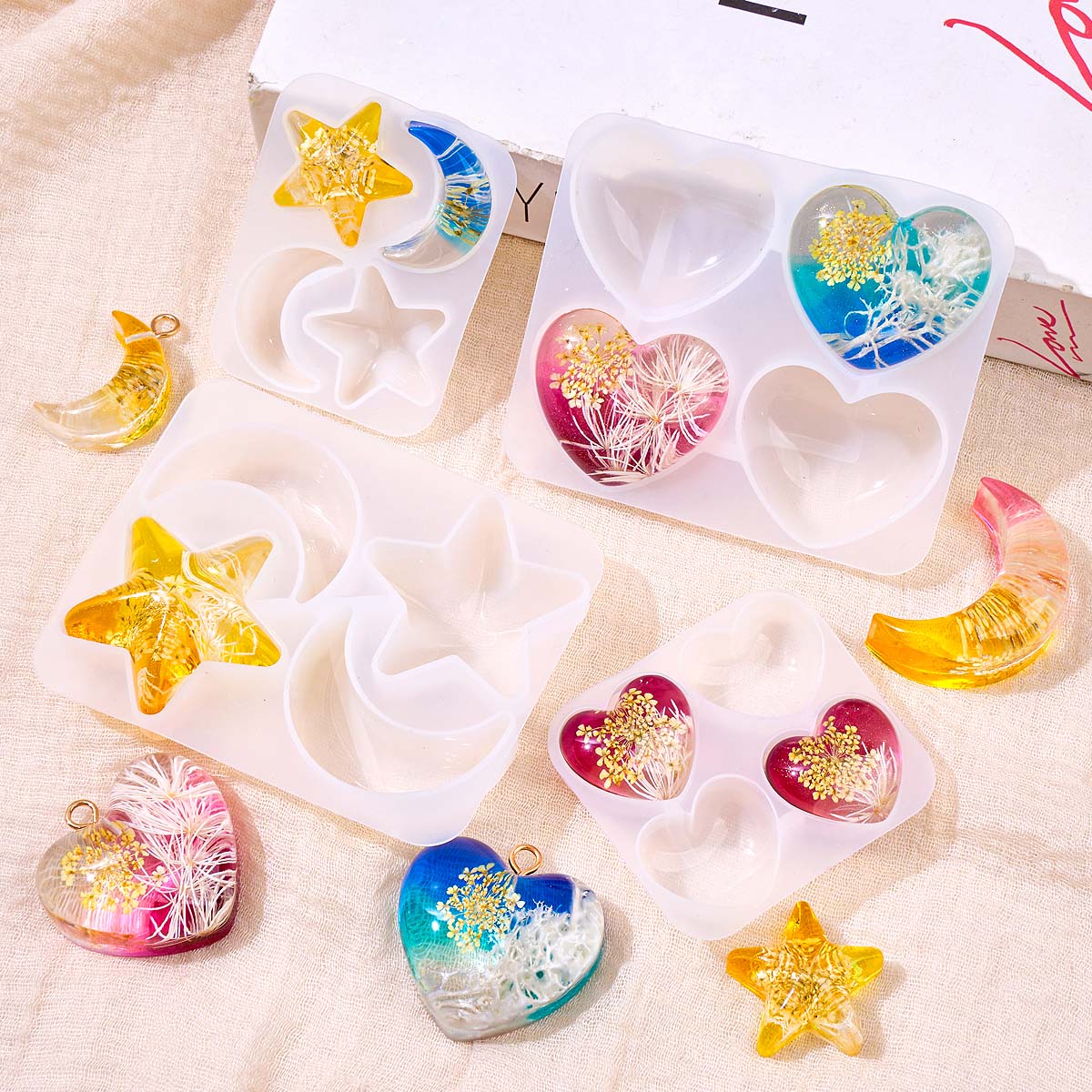 Heart Star Moon Pendant Silico – Resin Art Kit With Molds Bewertung und Preis