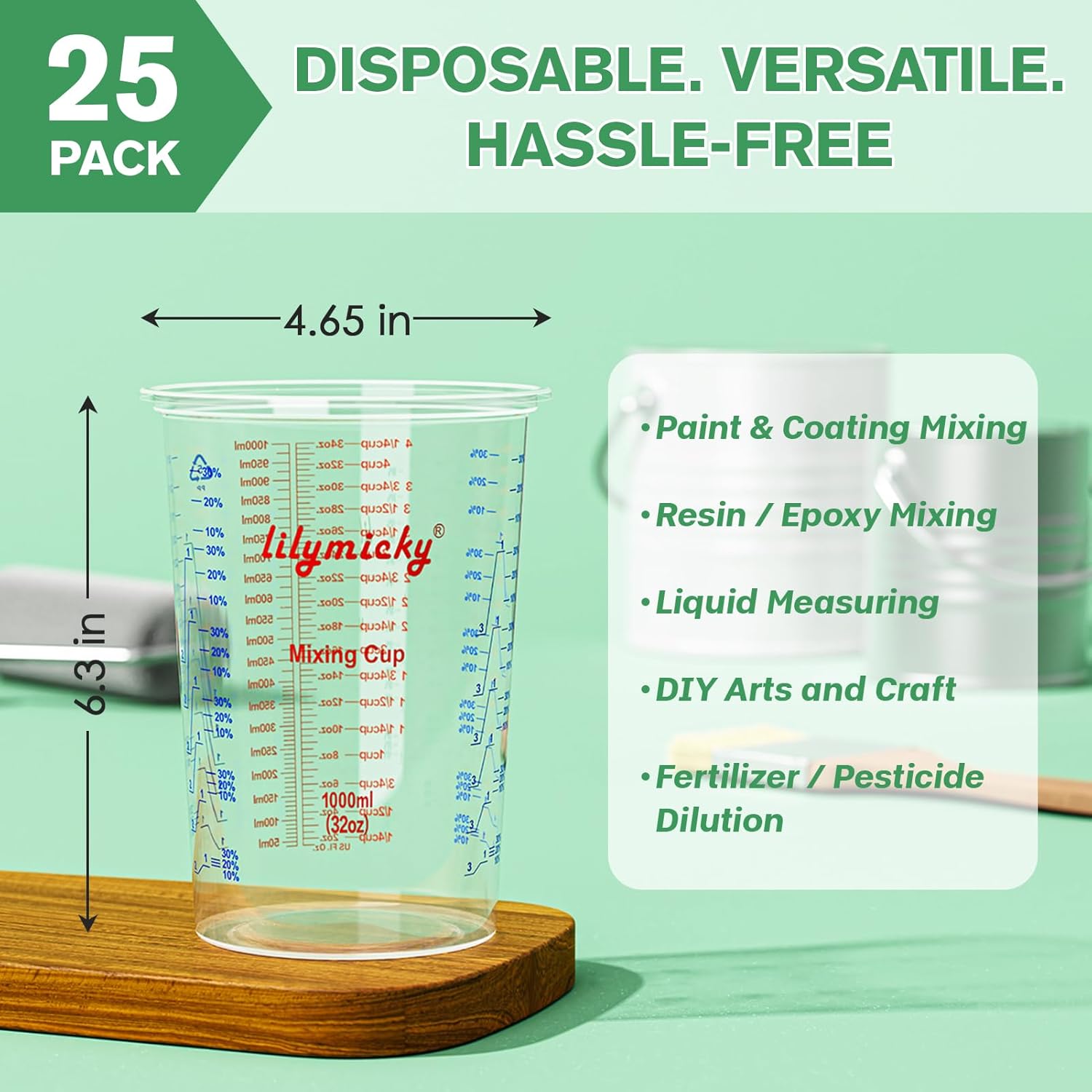 25 Pack 32 oz Plastic Measurin – Resin Art Images Bewertung und Preis