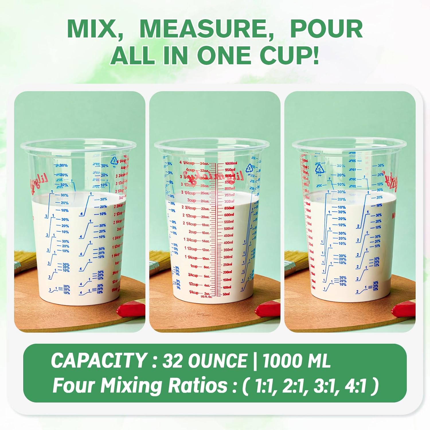 25 Pack 32 oz Plastic Measurin – Resin Art Images Bewertung und Preis