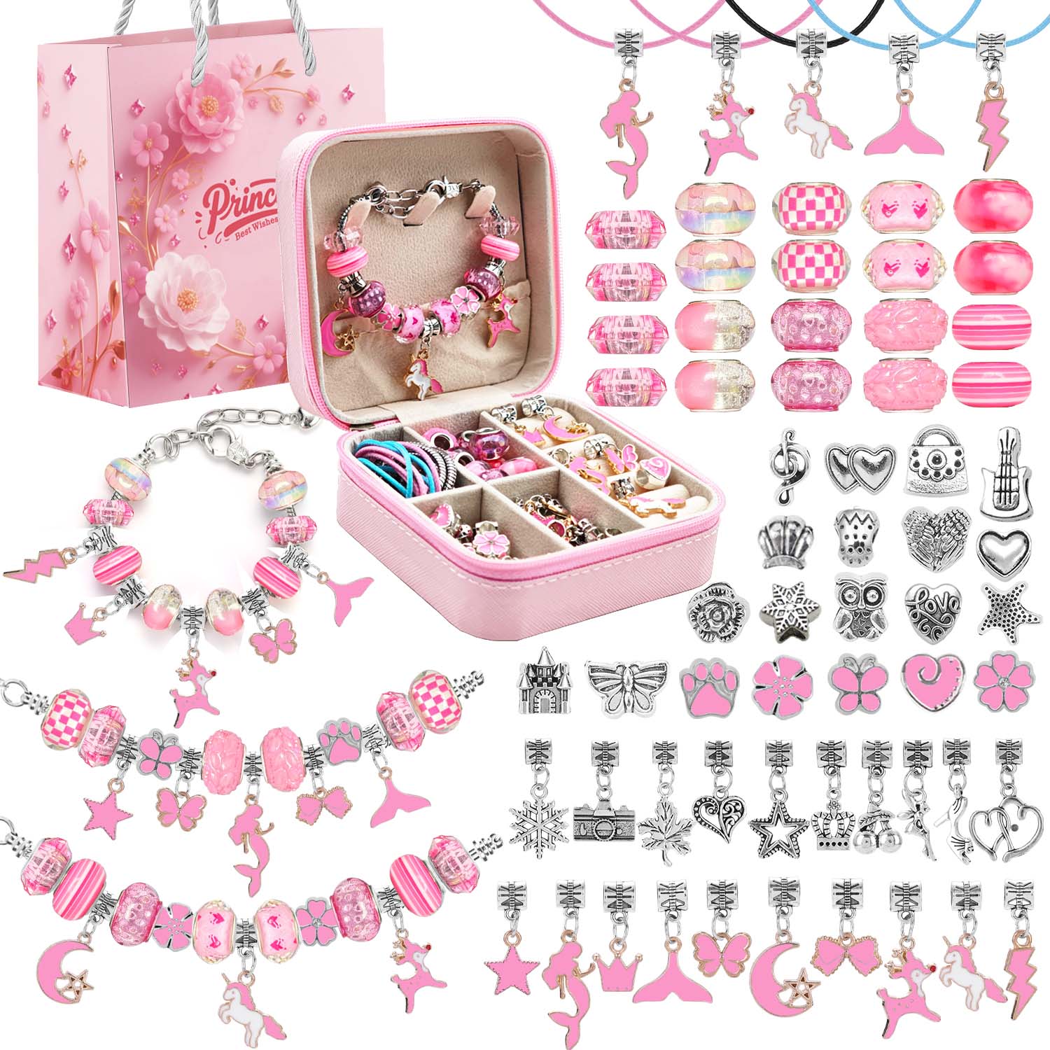 68pcs pink beaded jewelry set, – Resin Art Handmade Bewertung und Preis