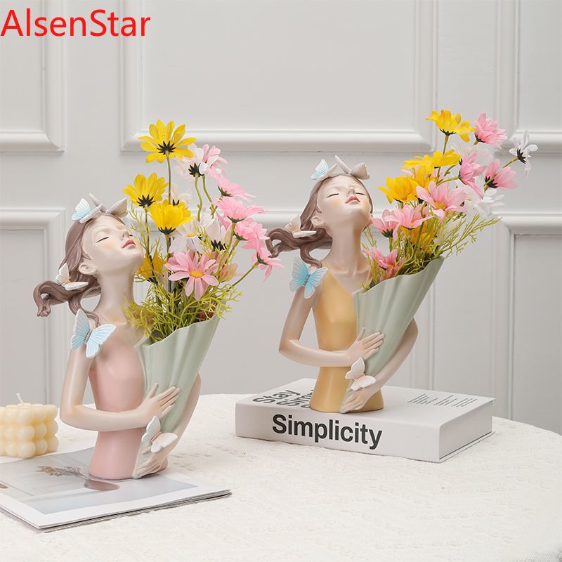 Nordic Flower Girl Art Vase Or – Resin Art Dining Table Bewertung und Preis