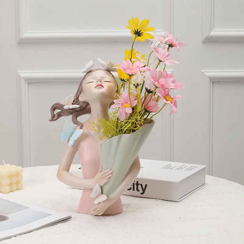 Nordic Flower Girl Art Vase Or – Resin Art Dining Table Bewertung und Preis